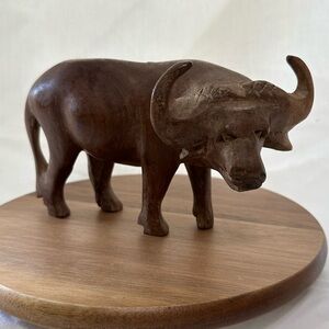 Handcrafted Wooden Water Buffalo Figurine Ox